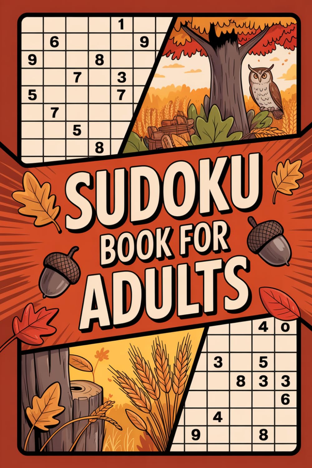 Sudoku Book for Adults: Lighthearted Puzzle Companion for Grown-Ups with Autumn Theme and Paper and Pencil