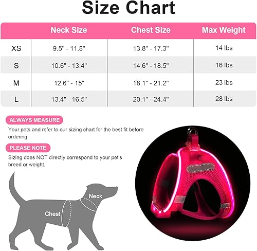Miniatura 3 de Arnés para perro con luz, malla sin tirones, arnés para perros pequeños y medianos