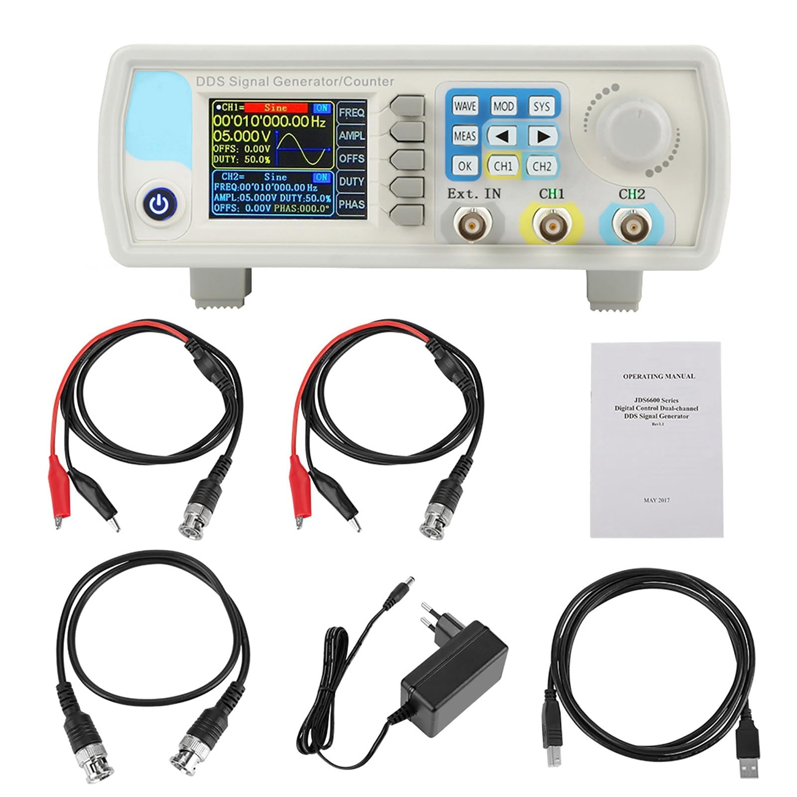 Jds6600, generatore di segnale digitale, generatore di funzione, generatore di segnale Dds, contatore, controllo digitale, frequenza sinusoidale ac100, 240 V, 60 MHz, spina (standard europeo 15