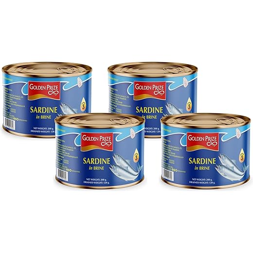 Golden Prize Sardine in Brine, 200g(Pack of 4)
