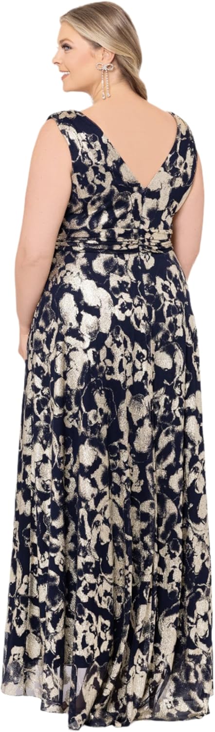 Betsy & Adam Womens Xscape Women's Off The Shoulder Leg Slit Ruffle Floor Length Dress - Image 3