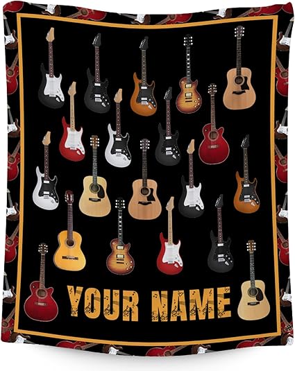 Mercuryelf Custom Guitar Throw Blanket - Soft, Fuzzy & Warm - 40x50 Inches Flannel Blankets for Travel, Office - Black Vintage Throws Gift for Kids