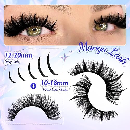 Miniatura 3 de Pestañas cónicas de anime, extensiones de racimo de pestañas individuales, suaves y naturales