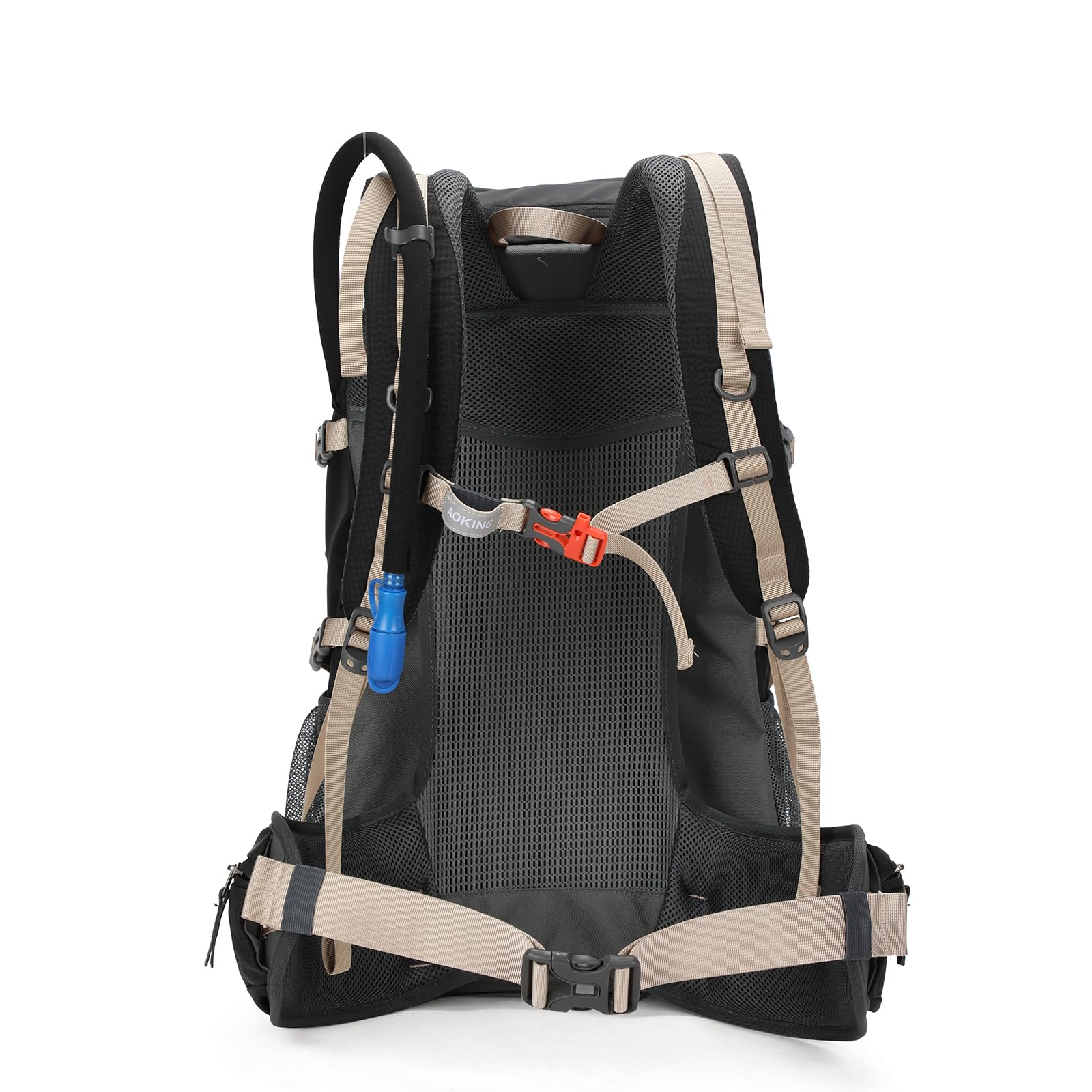 Aoking,Rucksack zum Wandern/Klettern,40L_YJN79807,50L_YJN67363,Standardelemente: abnehmbares Airflow-Mesh-Board,wasserdicht,SOS-Pfeife,Regenschutz,Optionen: Wasserblase 2 Liter,Schlafsäcke