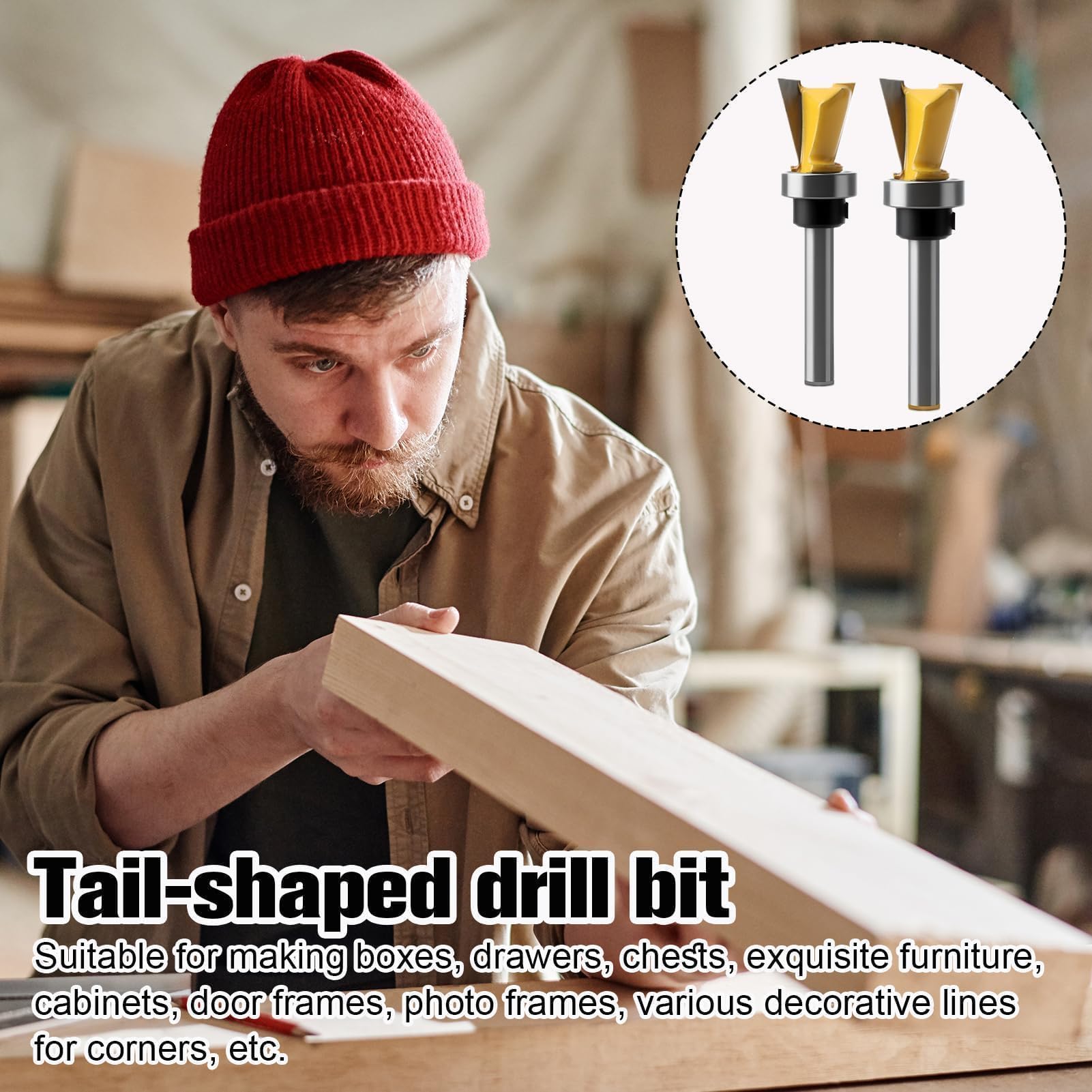 2 Pcs Dovetail Joint Router Bits Set, 1/4 Inch Shank 1/2" 5/8" Dovetail Jig Bits with Bearings - Image 4