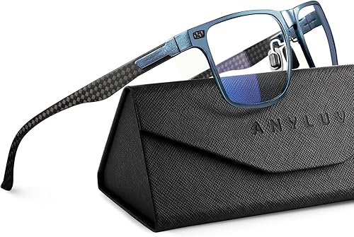 ANYLUV Gafas de luz azul para hombre, lentes de fibra de carbono mejoradas para computadora de juegos para hombres y mujeres, lentes transparentes
