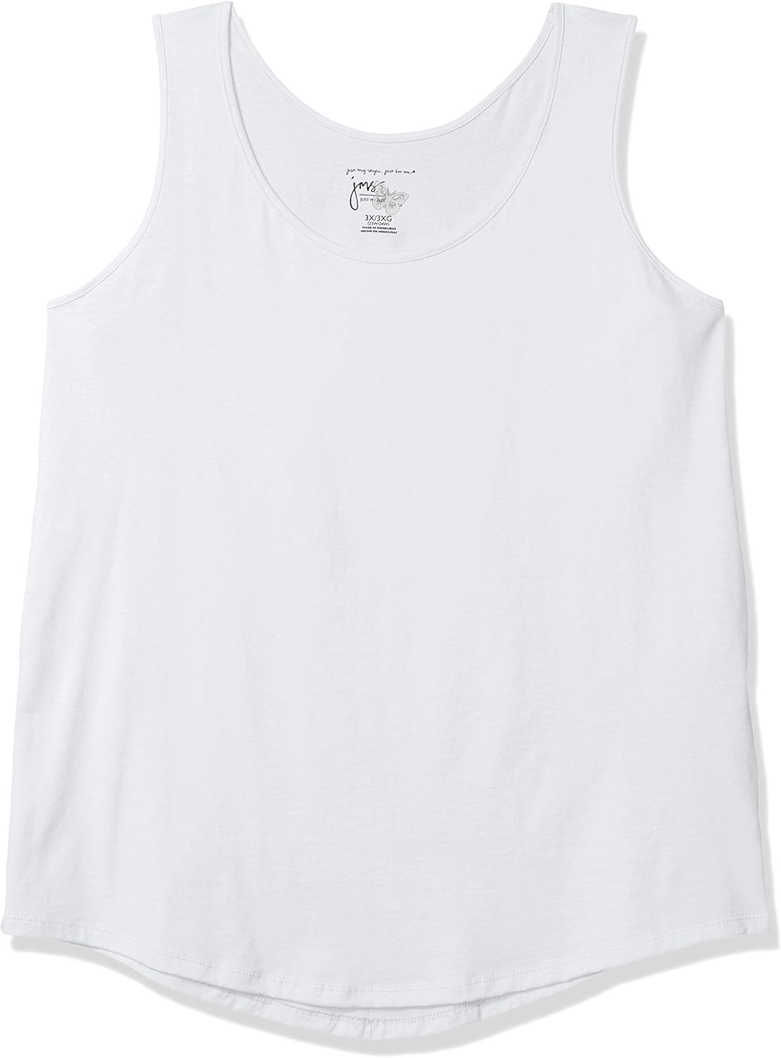 JUST MY SIZE Women's Size Cotton Jersey Shirttail Tank Top, Plus Sleeveless Shirts 2X White