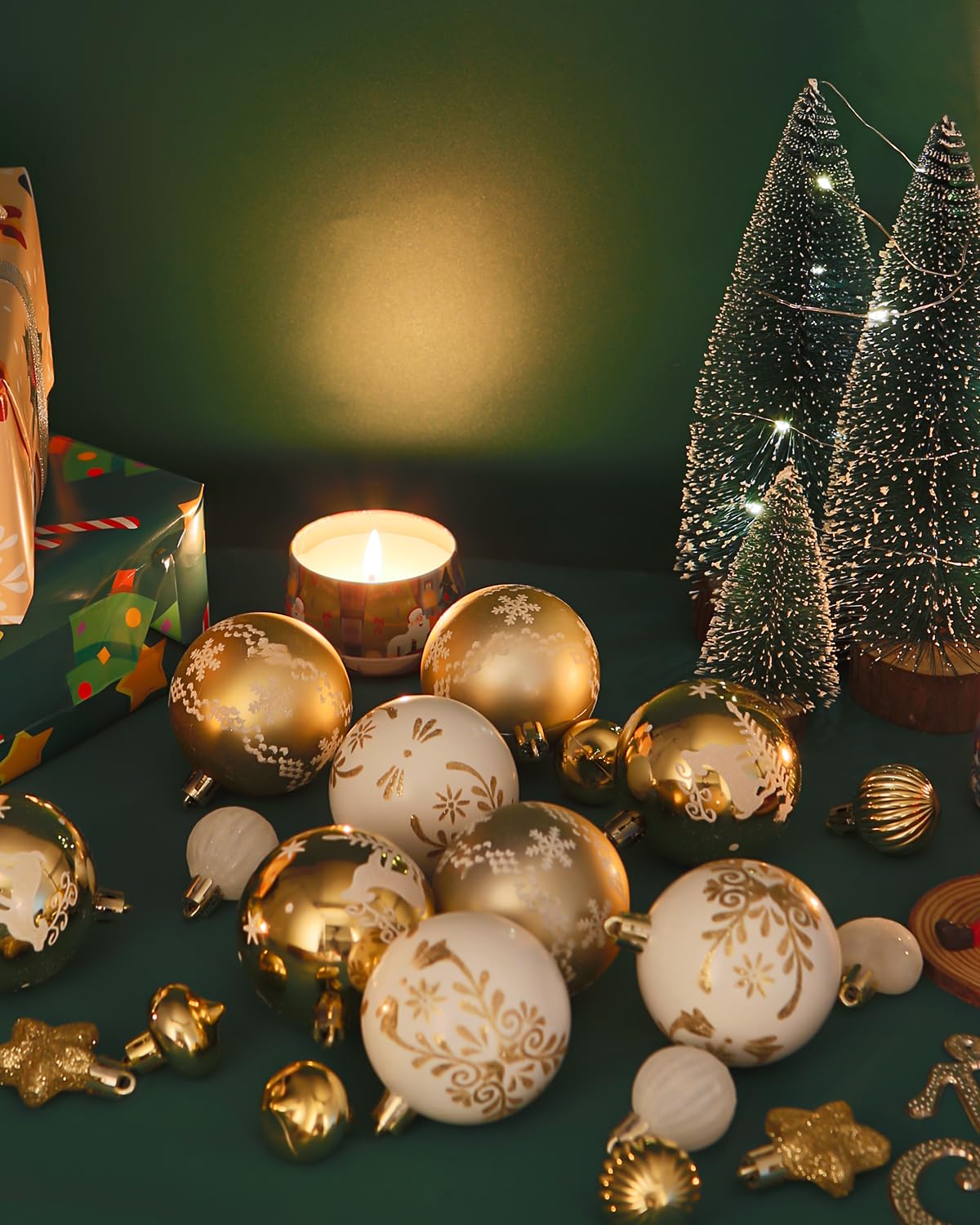 52 Piezas Bolas de árbol,Navidad Inastillable Bolas Plastico Adornosadecuadaspara el Hogar Festival,adecuadas para interioresy exteriore,Navidad