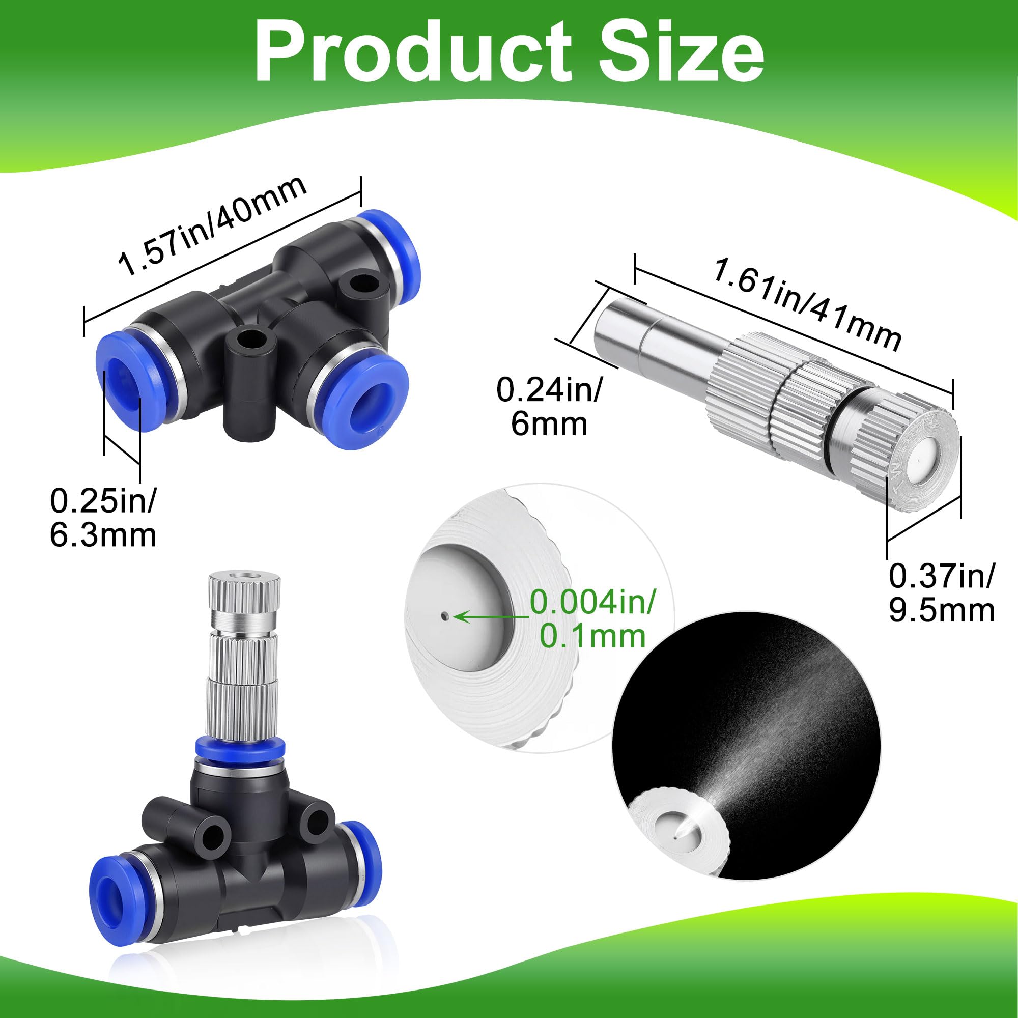 EcoLivzen UV-beständige 8 mm Schnellverbindungsstücke für Gartensprinkler, mattschwarzer Schlauchadapter für Befeuchtung und Kühlung, mit 2 Wasserhahn-Anschlüssen