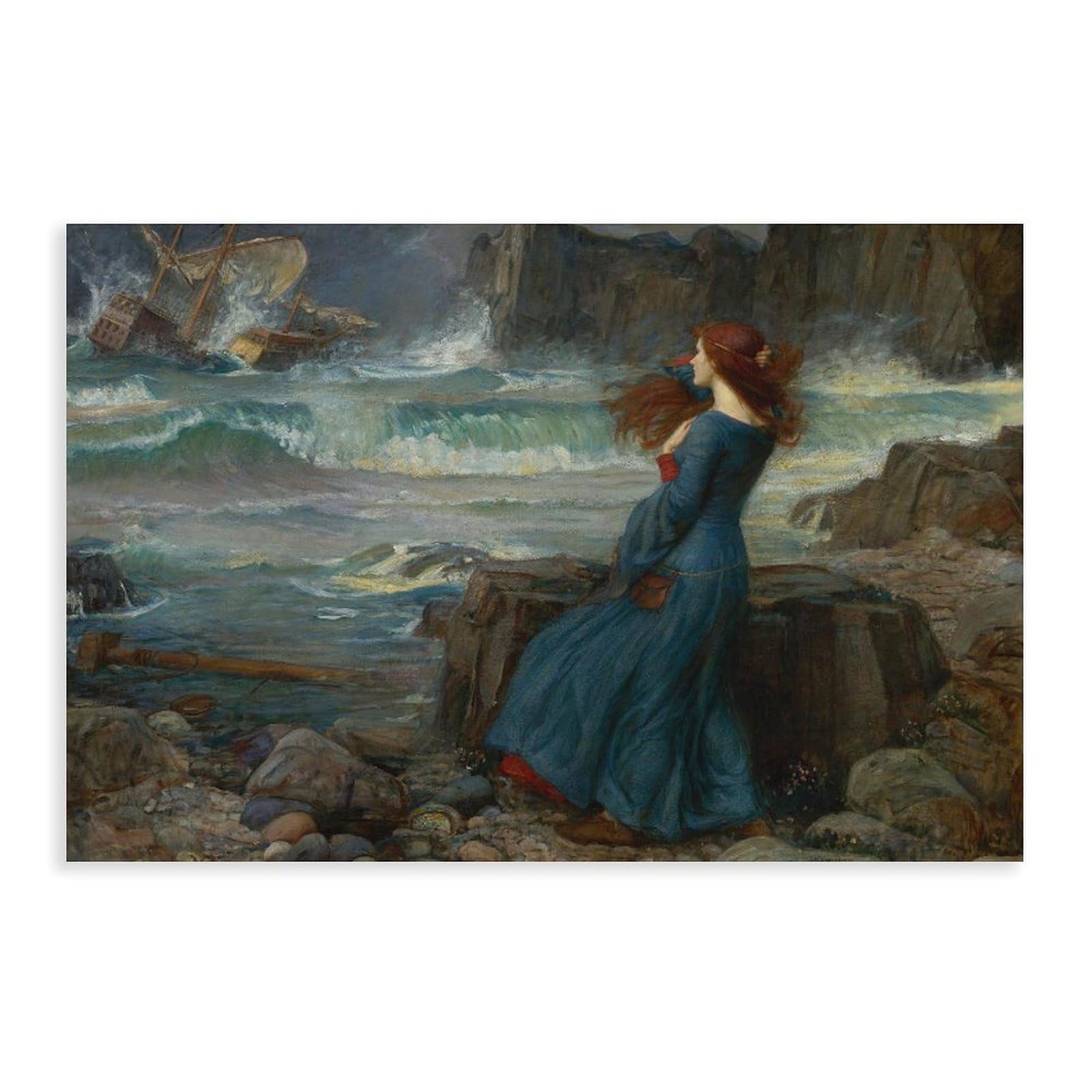 WCYB Miranda (The Tempest) by John William Waterhouse Posters Prints Canvas Deco Paintings Wall Art Unframe 16" L X 24" W