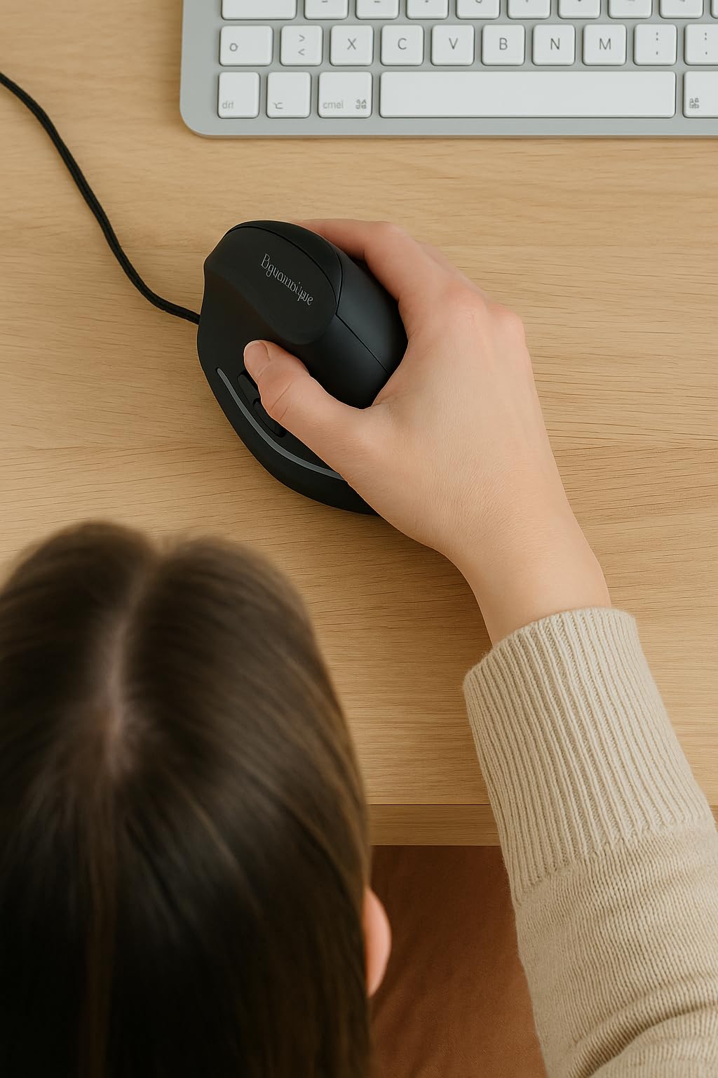 Mouse Ergonomico, Mouse Ancoraggio Verticale, Mouse Verticale, Mouse Computer Mouse ErgoMouse Falcon, Mani Destri, Nero