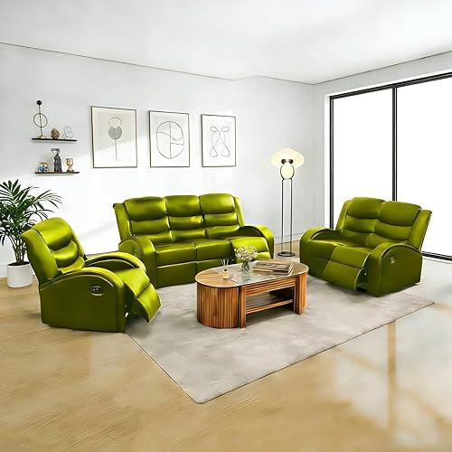 Miniatura 14 de Juego de muebles de 3 piezas para sala de estar, juego de sofá reclinable seccional, sofás reclinables de cuero, movimiento manual, sala de Negro