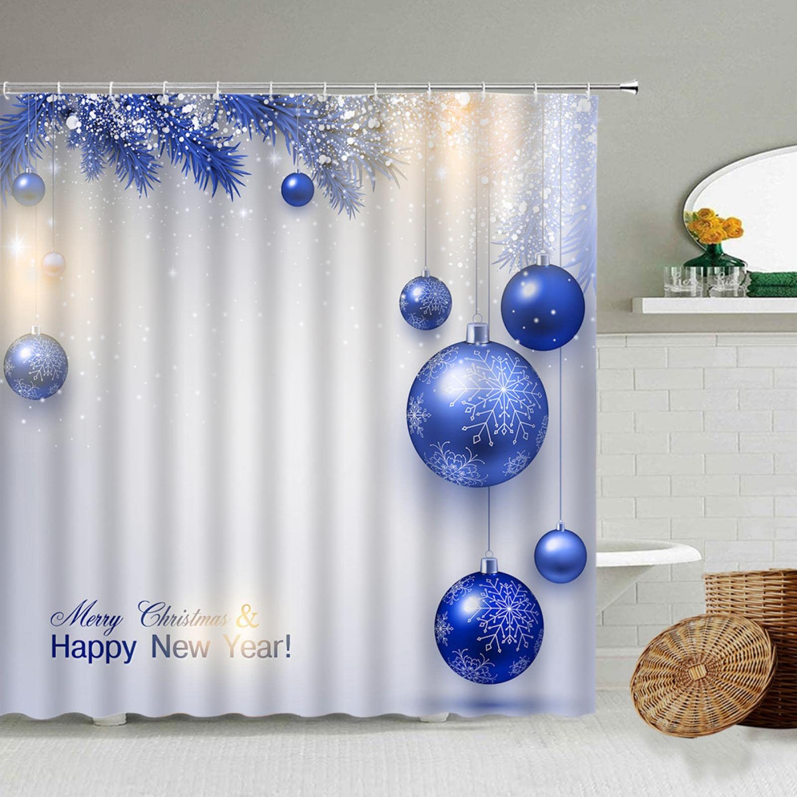 Rideau de douche boule de Noël pour créer une ambiance festive et hivernale dans votre bain