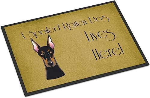 Miniatura 207 de Caroline's Treasures BB1449JMAT - Tapete de bienvenida de carlino negro, 24 x 36 pulgadas, tapete azul para puerta delantera, para interiores