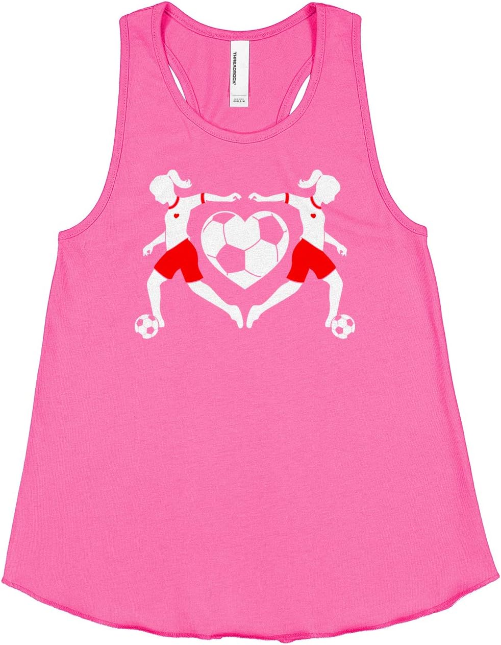 Threadrock Big Girls' Soccer Player Heart Love Racerback Tank Top