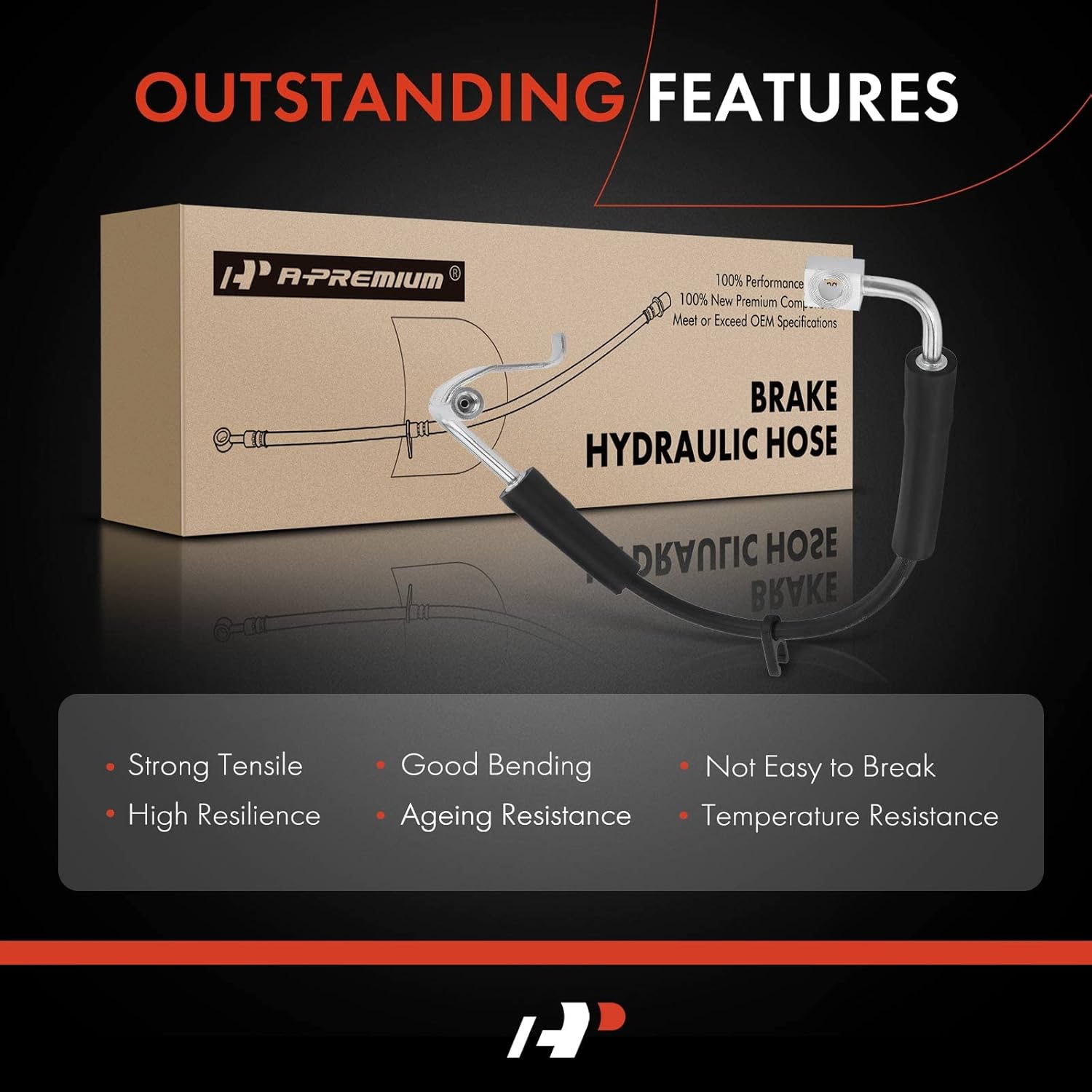 A-Premium Front Passenger Brake Hydraulic Hose Compatible with Jeep Models - Wrangler 2008 2009 2010 - Replace# 52060044AG