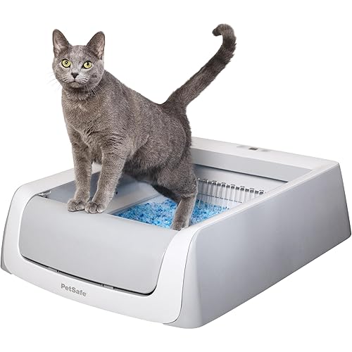 PetSafe ScoopFree Crystal Pro Self-Cleaning Automatic Litter Box - Uncovered Motion-Sensing Cat Box with Integrated Health Counter - Includes 1 Disposable Crystal Litter Tray