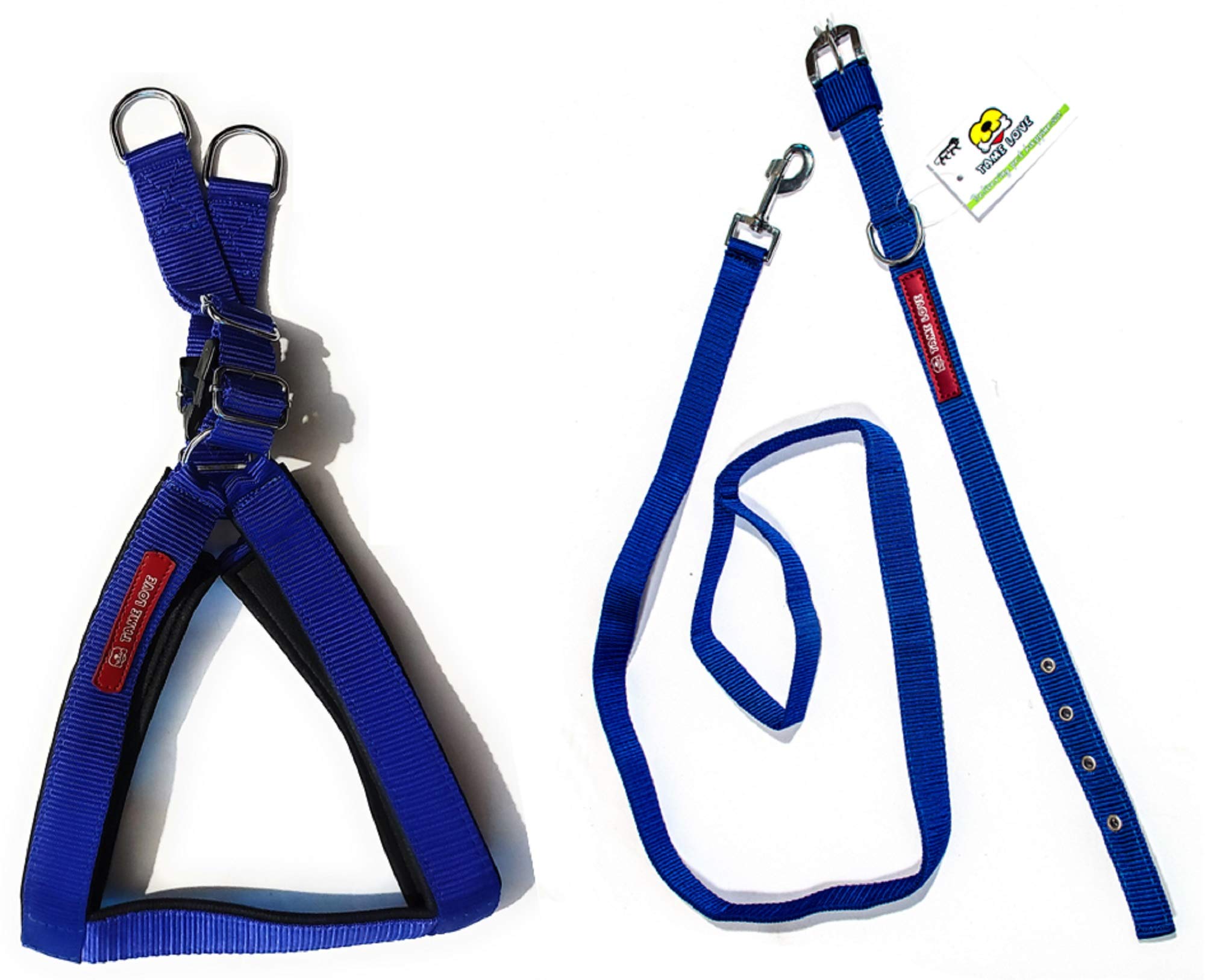 Tame Love Combo Choke Free and Pulling Free Padded Easy Control Adjustable Chest Belt Harness and Collar Leash Set for Medium Dogs of All Breeds (Blue Color, 1 Inch) (B08SK8X3MK) Amazon Price History, Amazon Price Tracker