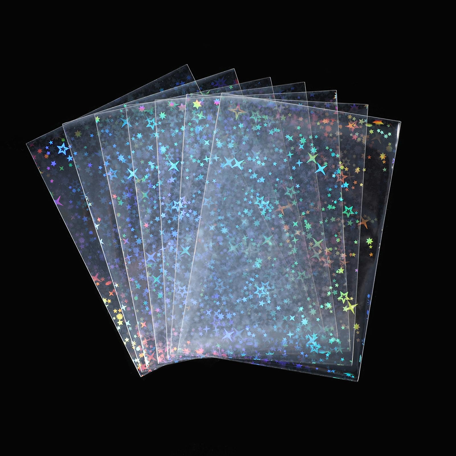 Photocard Sleeves, Reusable Star Cute Card Sleeves, 100 Pcs Transparent Holographic Card Sleeve for Photocards Mini Photo Cards Protective