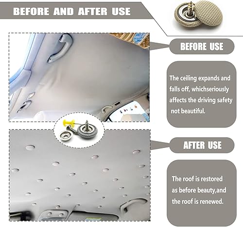 Miniatura 5 de Kit de reparación de techo de techo de automóvil, 60 piezas, remaches a presión para techo interior, hebilla de reparación con herramienta de