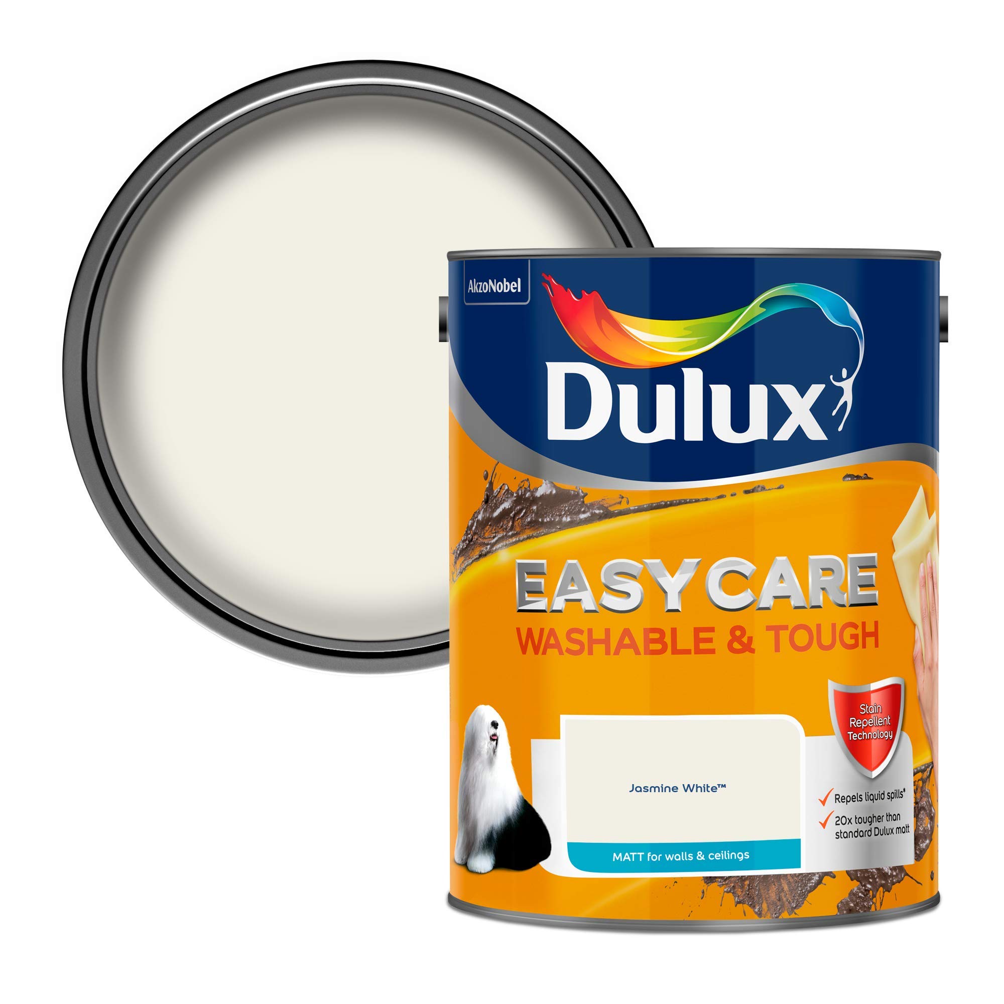 Dulux Jasmine White Easycare Washable & Tough Matt Emulsion Paint - 5L