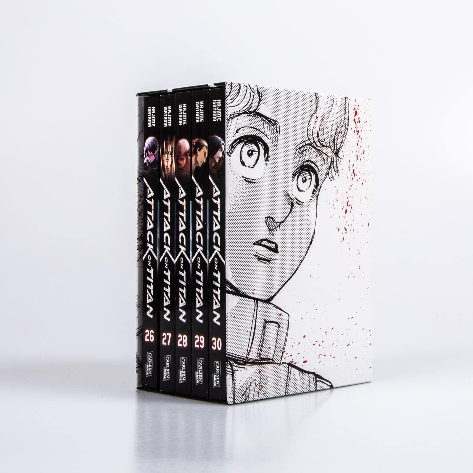 Attack on Titan, Bände 26-30 im Sammelschuber mit Extra: Fantasy-Action-Manga ab 16 Jahren über den Kampf gegen menschenfressende Titanen