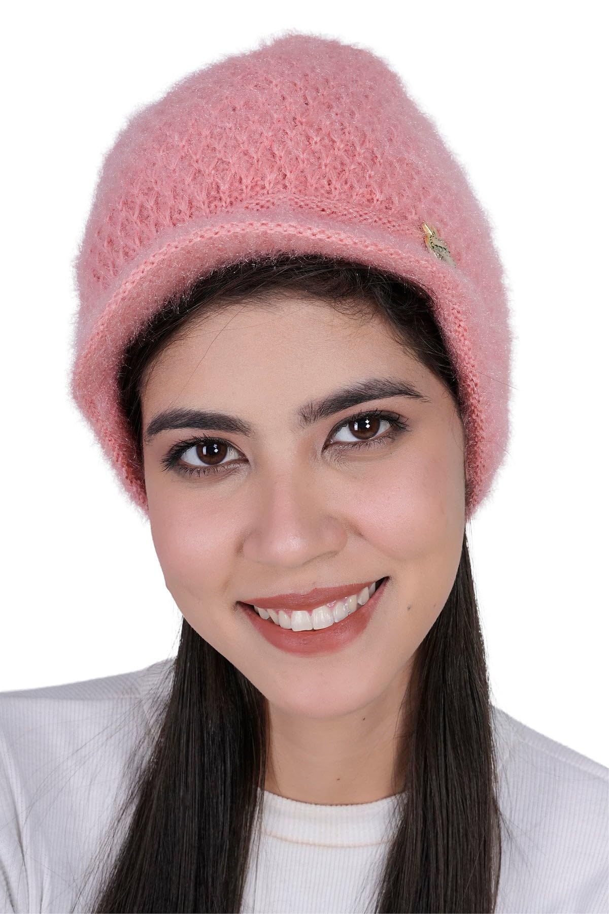 Amazon Brand Nora Nico Snow Proof Knitted Woollen Beanie Visor Cap with Fur Inside, Skull Cap for Women-image-40