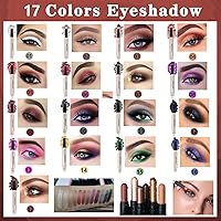 Vista 7 de Barra de sombra de ojos en crema 2 en 1, rojo rosa brillante, lápiz de sombra de ojos sutil, paleta de delineador, sombra de ojos hipoalergénica