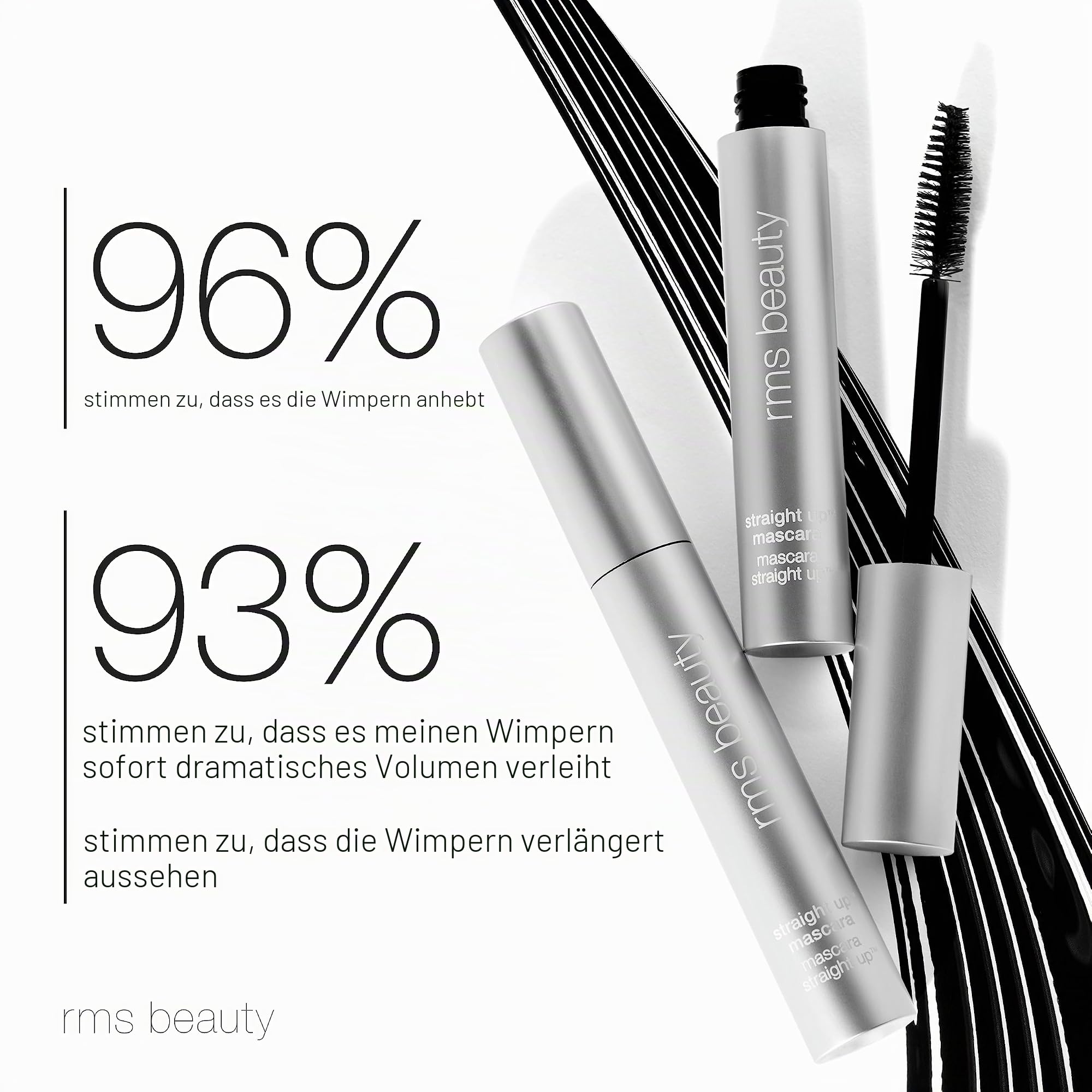 RMS Beauty Straight Up Volumizing Peptide Mascara – HD Black for Women 0,34 oz Mascara