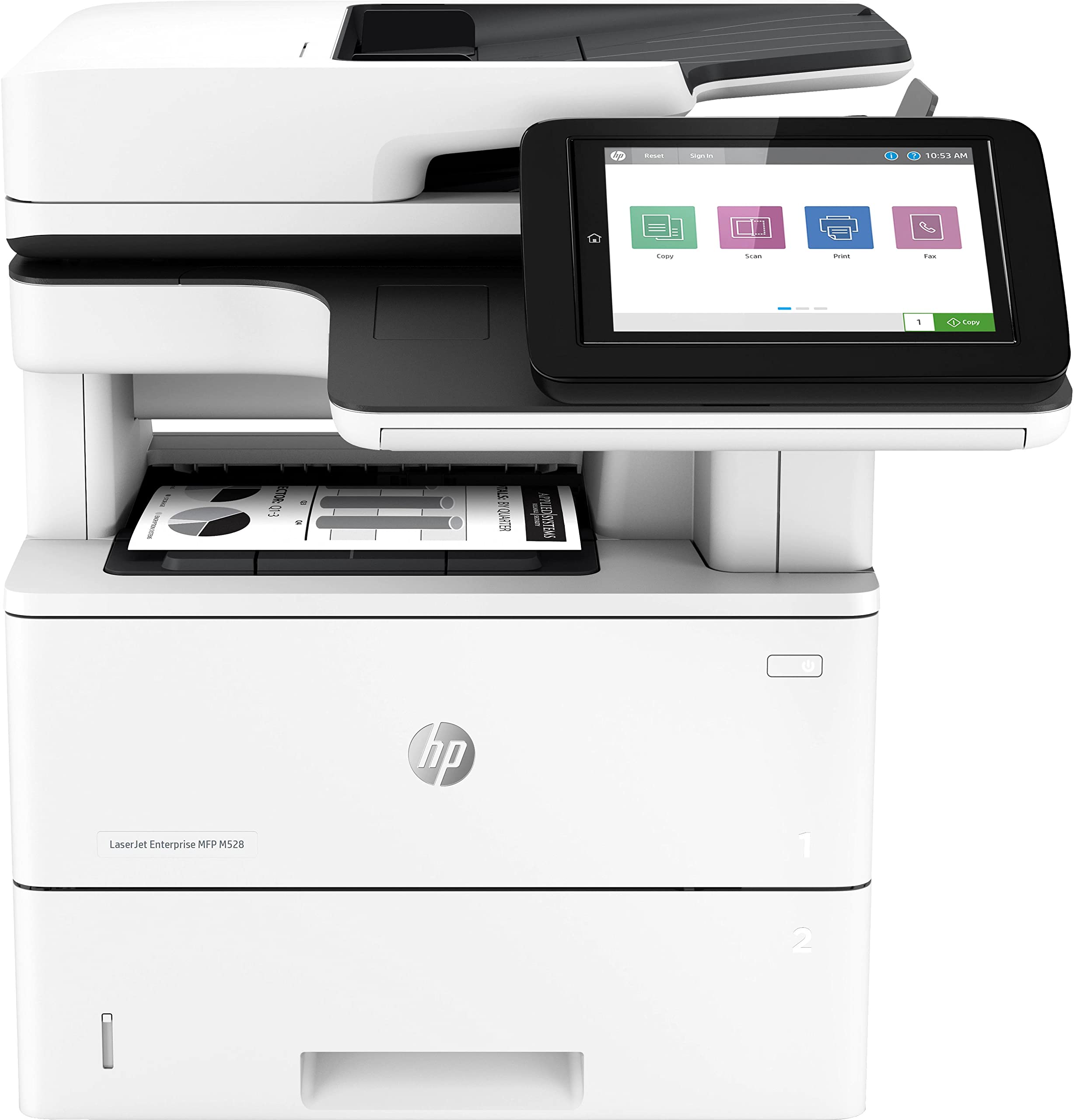 HP LaserJet Enterprise M528dn 1PV64A, Stampante Multifunzione A4, Stampa Fronte e Retro Automatica in b/n, 50 ppm, USB, Gigabit Ethernet, Fax Opzionale, HP Smart, Schermo Touch da 20,3 cm, Bianca