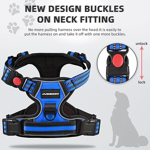 Miniatura 8 de Juqiboom Arnés para perro sin tirones con una correa de perro resistente de 5 pies chaleco ajustable suave acolchado para perro chaleco Oxford
