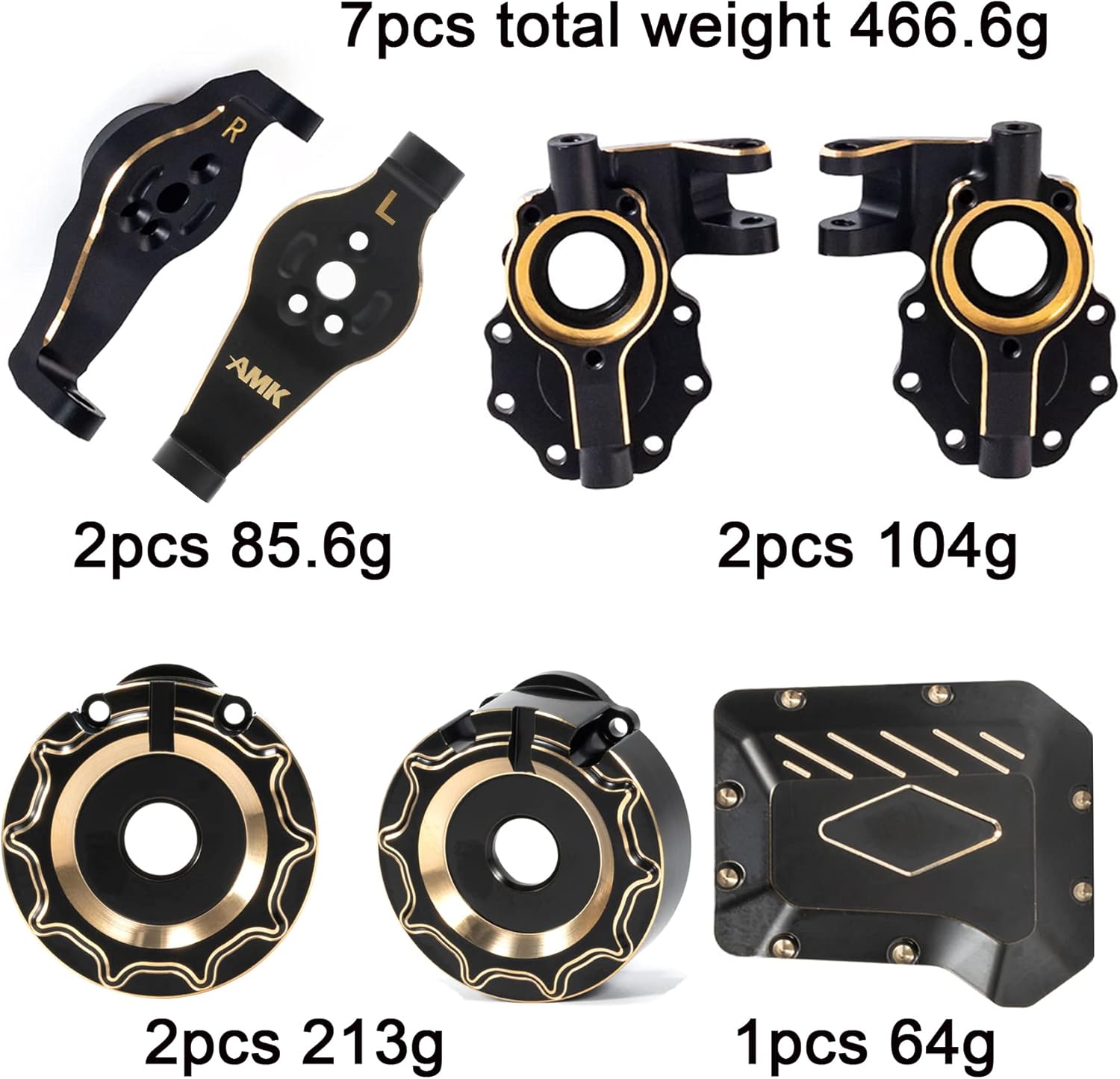 TRX4 Brass C-Hubs Caster Blocks Diff Cover Brass Front Axle Counter Weight for 1/10 RC Crawler TRX6 TRX4 Upgrade Parts (A 4-in-1)