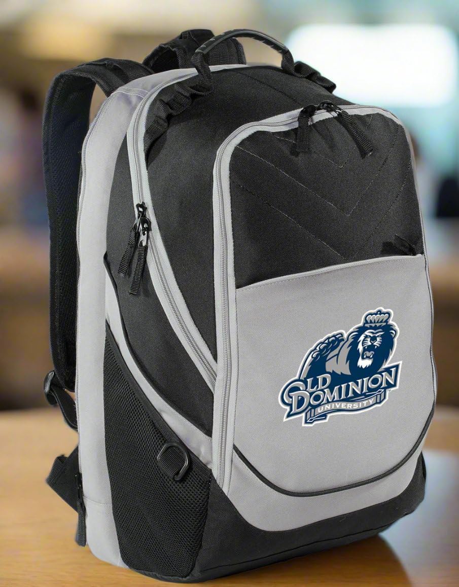 Broad Bay ODU Backpack Old Dominion University Bag with Laptop Section - Rugged 600D Nylon Construction (Black & Gray)