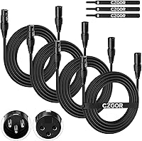 Vista 9 de Cable DMX de 10 pies, paquete de 10 cables flexibles de señal XLR macho a hembra, adecuado para señal de iluminación de escenario, conexión XLR