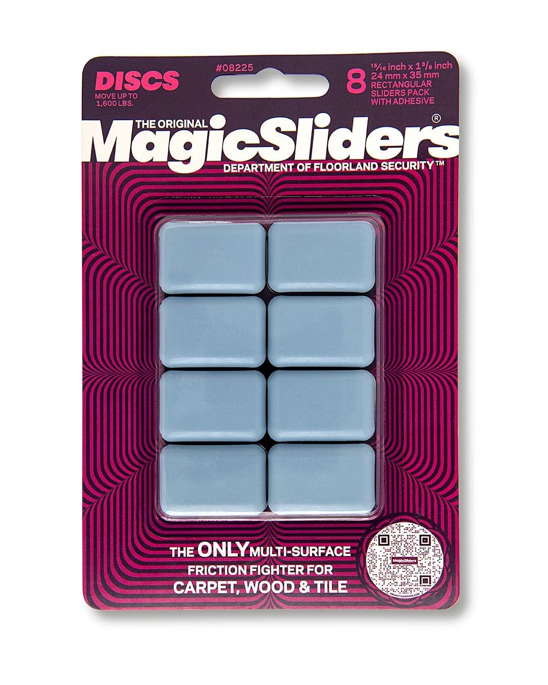MAGIC SLIDERS 08225-1 Inch Round 8 Pack Adhesive Sliding Discs - Self-adhesive Furniture Disc Pad Sliders for Household Furniture to Protect Surfaces, Wood, Tile, Carpet, and Vinyl Floors