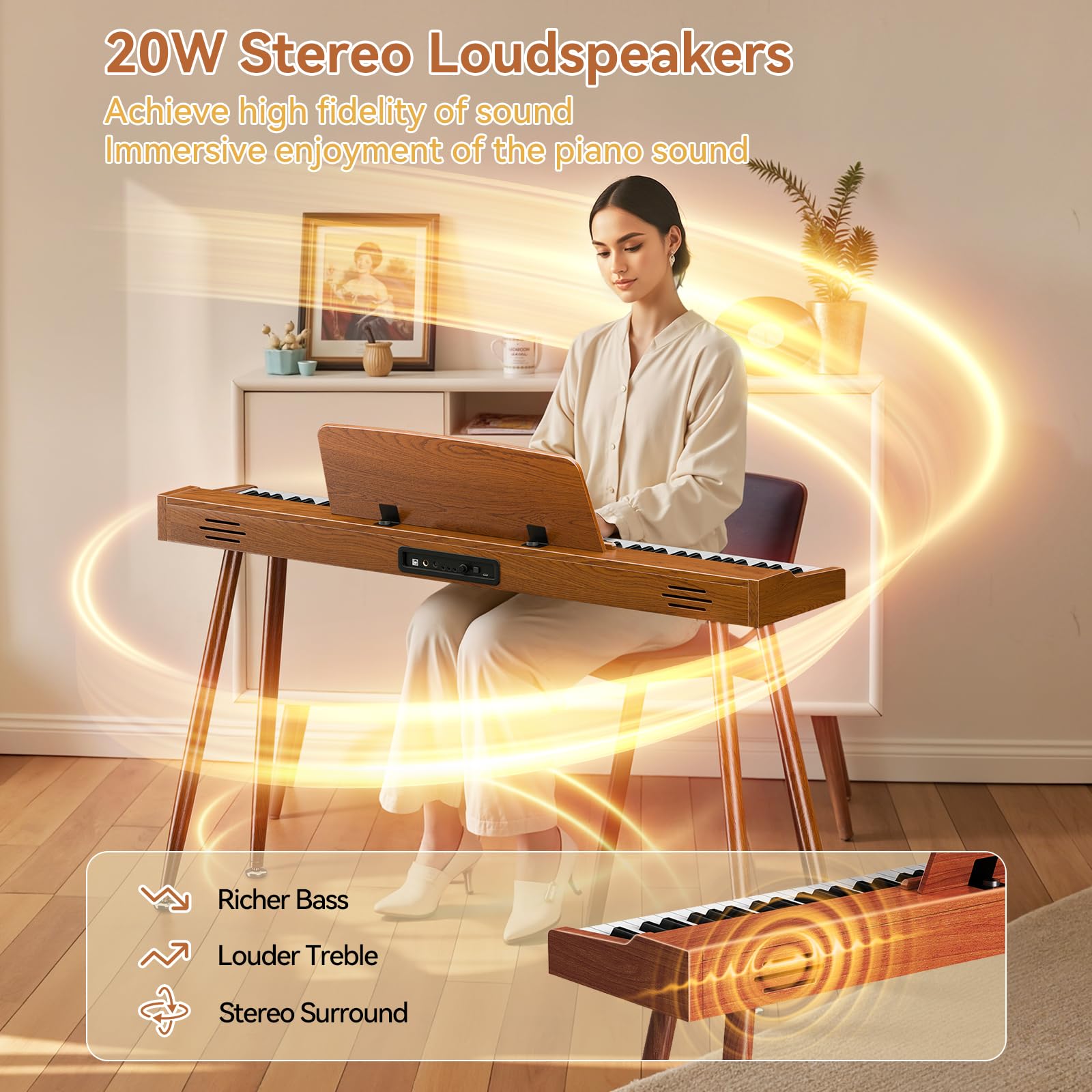 TERENCE P10 Pianoforte Digitale 88 Tasti per Principianti, Studenti & Intrattenimento Domestico | Sistema a 3 Pedali, Altoparlanti Stereo 20W, Doppia Uscita Cuffie