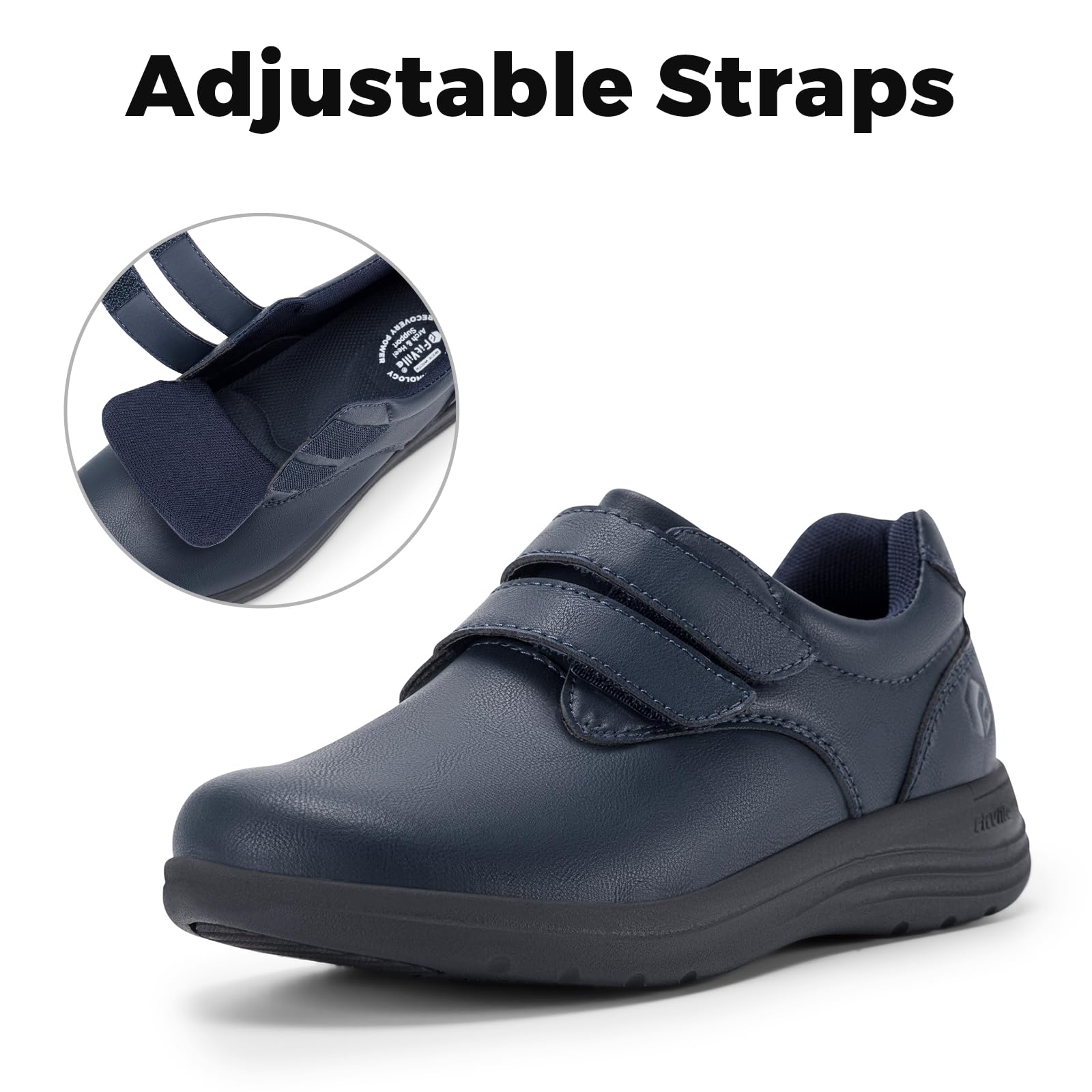 FitVille Scarpe Diabetici Donna Pelle Pianta Larga Scarpe Ortopediche Strappo Scarpe Comode da Passeggio pour Piedi Sensibili Piedi Gonfi