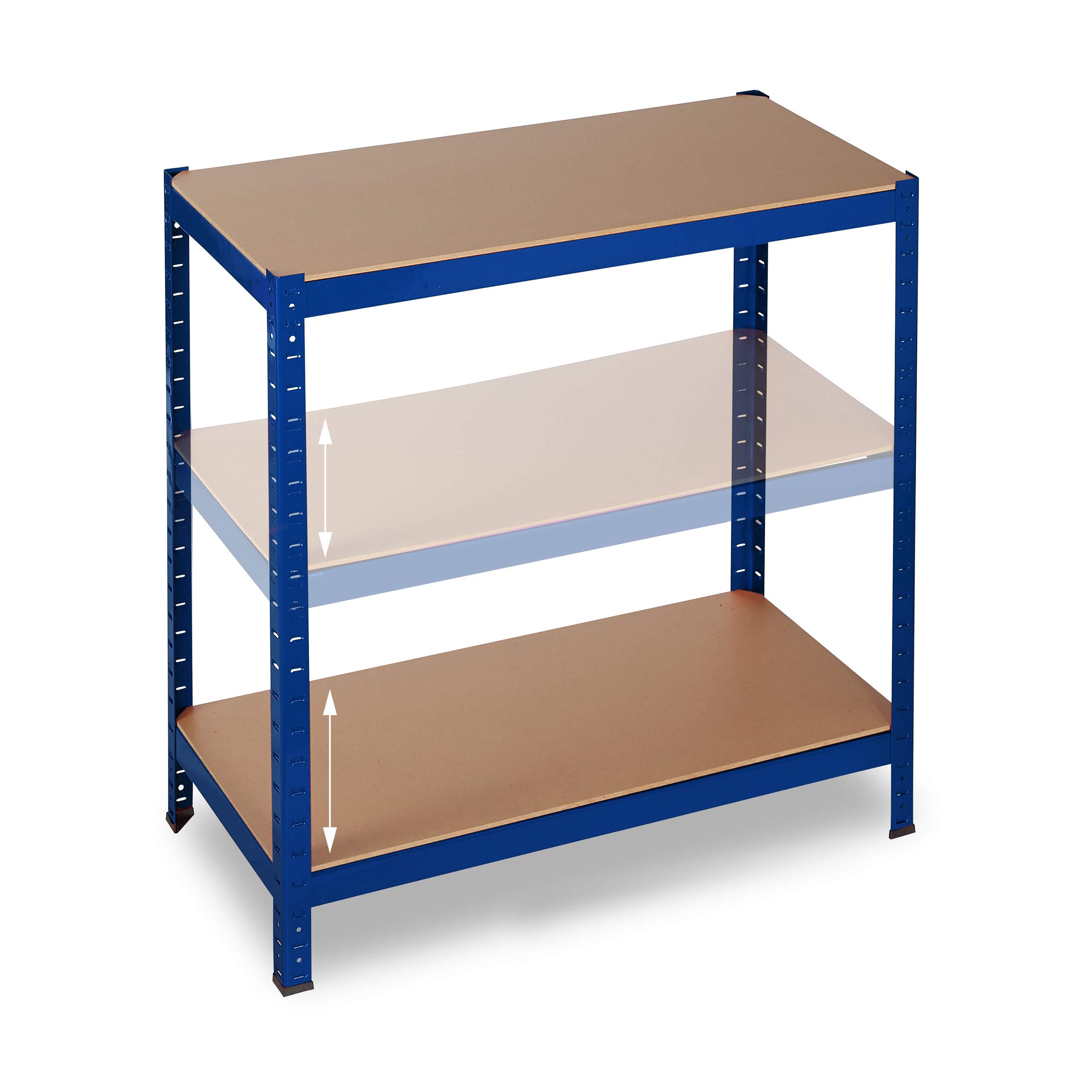 Relaxdays Estantería de almacén, 1325 kg, Cinco estantes, Ensamblaje, Organizador, Acero, 180 x 90 x 45 cm, Azul