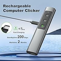 Vista 6 de Presentador remoto recargable con puntero láser verde para portátil PowerPoint, control remoto de presentación inalámbrico USB-A USB-C