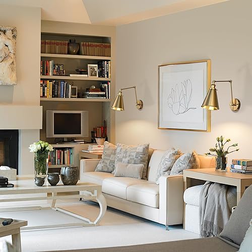 Miniatura 5 de NookNova Aplique de pared con brazo oscilante, apliques de pared dorados, juego de 2 lámparas de pared con brazo oscilante, juego de 2 sujetadores,