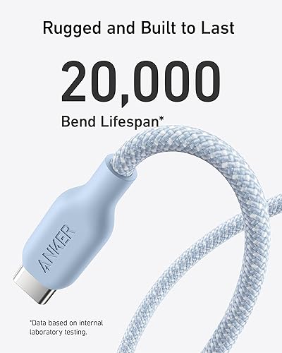 Miniatura 5 de Anker Cable USB C a USB C (240 W, 6 pies), cable de carga USB C bio-trenzado, carga rápida para MacBook Pro 2020, iPad Pro 2020, iPad Air 4, Samsung