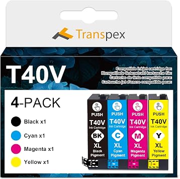 Remanufactured T40V Ink Cartridge Replacement for T40V120 T40V220 T40V320 T40V420 for SC-T2170 SC-T3170 SC-T3170M SC-T5170 SC-T5170M SC T2170 T3170 T3170M T5170 T5170M 4 Pack