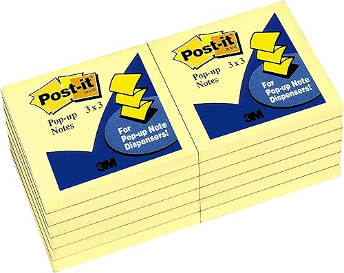 Post-it Pop Up Notes 3x3 pulgadas, amarillo, 12 blocs