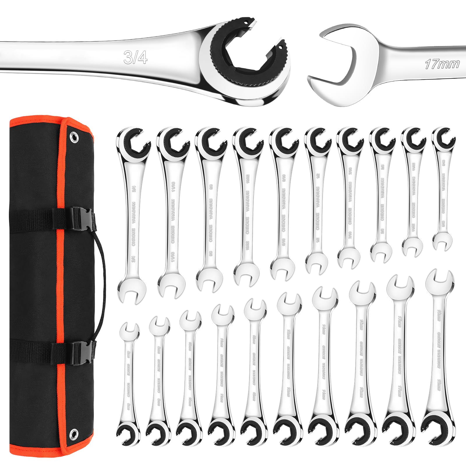 Clés mixtes à cliquet métriques avec engrenage 72 dents pour un travail de précision
