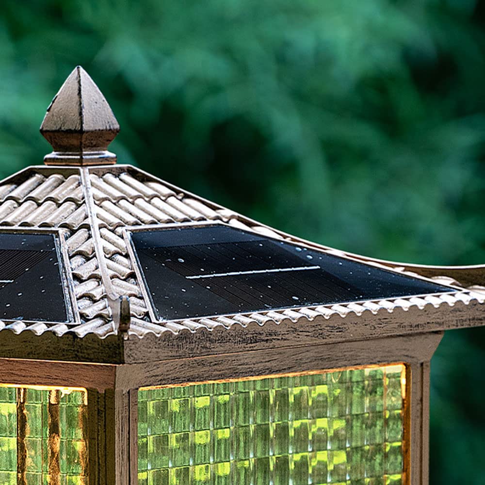 Solarna lampa kolumnowa z podstawą E26, wodoodporne szkło aluminiowe, styl retro, do willi, ogrodu, bramy balkonowej