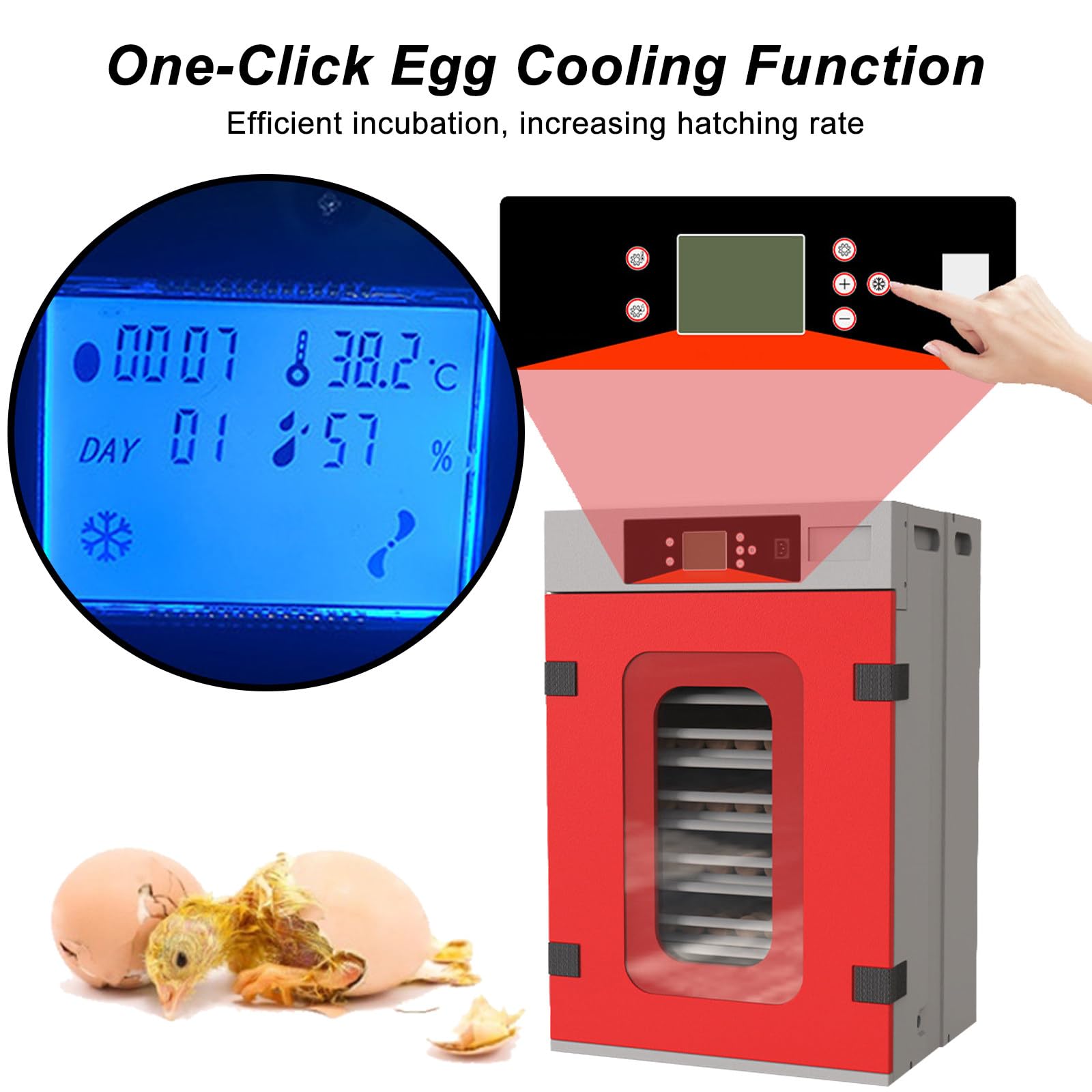 Incubadora de huevos con giro, control de humedad y monitor LED para incubar huevos de gallina