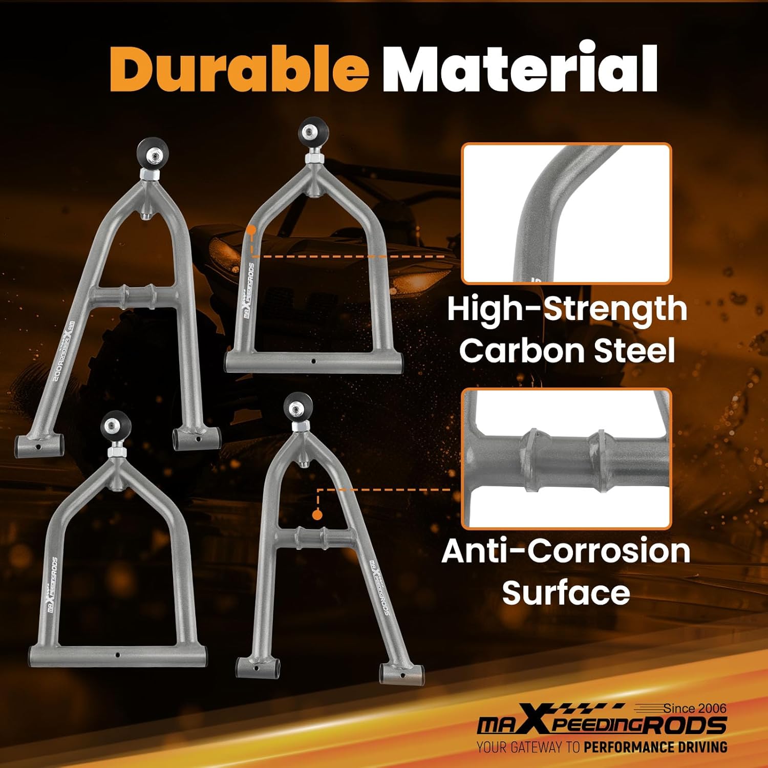 maXpeedingrods Adjustable Front Extended A-Arms for Yamaha Banshee 350 1990-2006, 2+1 Control Arm ATV Suspension Kit w/Ball Joints