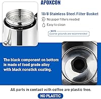 Vista 4 de Cafetera Eléctrica de Percolación de Acero Inoxidable con Cuerpo de Vidrio Resistente al Calor, Botón de Progresión de Preparación Transparente