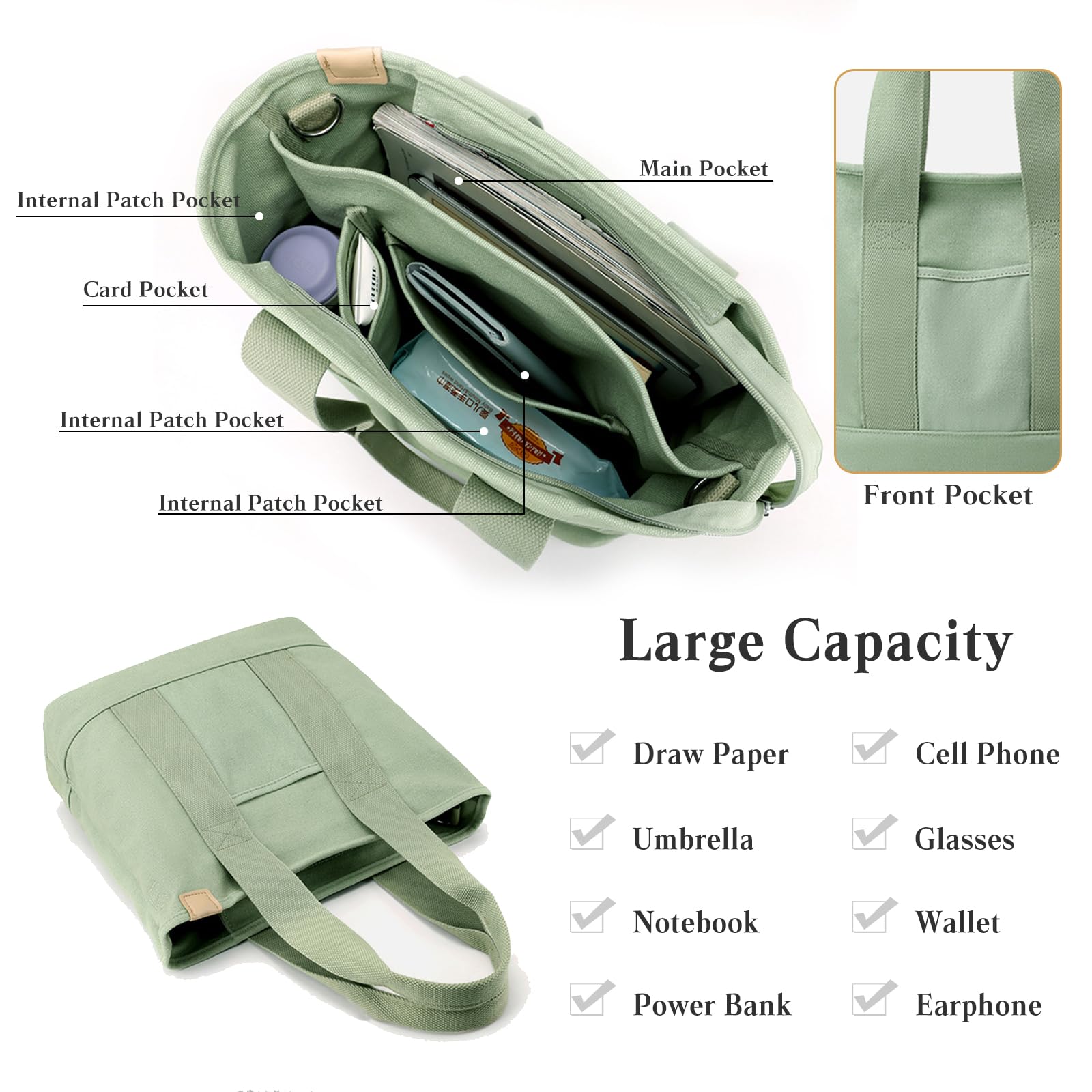 CORIOS Bolso Bandolera de Lona para Mujer Gran Capacidad Bolso de Mano Bolsa Shopper Ligero Bolso de Hombro Bolsa de Ociopara Multifuncional Bolso Tote para Citas Trabajo Viajes Compras Azul Oscuro
