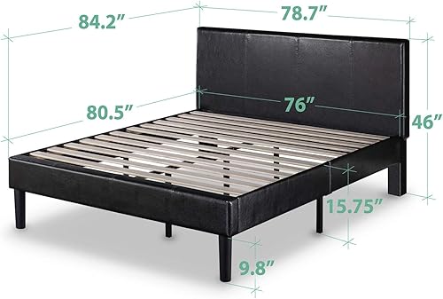 Miniatura 3 de Cama tapizada de plataforma Zinus Deluxe Faux Leather Cuero Marrón